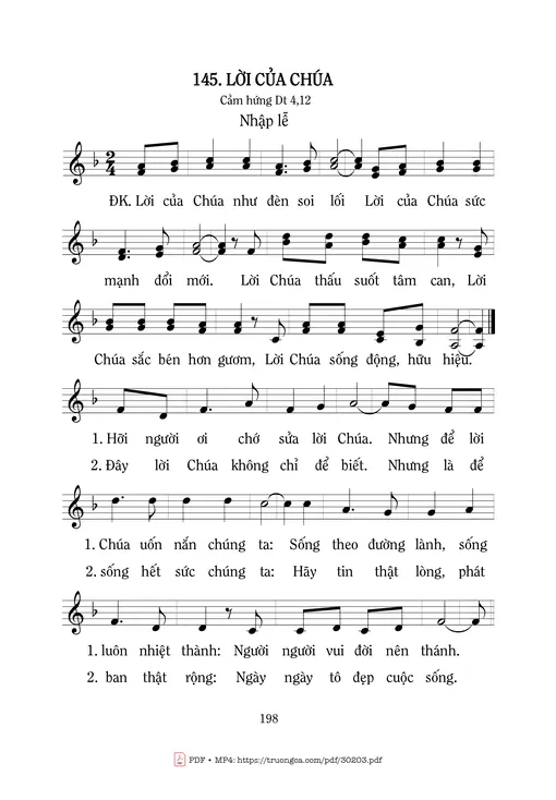 Sheet PDF of Lời Của Chúa