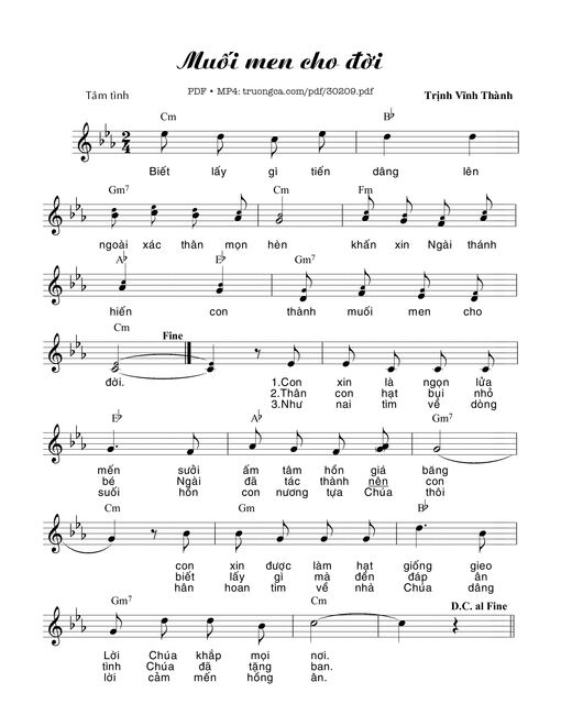 Sheet PDF of Men Muối Cho Đời