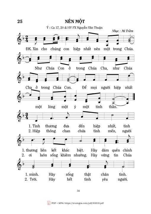 Sheet PDF of Nên một - Mi Trầm