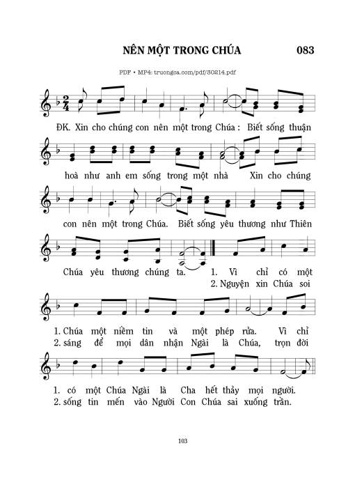 Sheet PDF of Nên Một Trong Chúa
