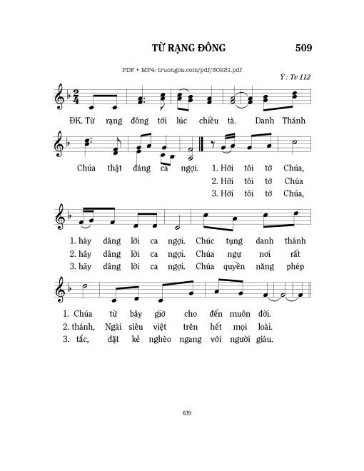 Sheet PDF of Thánh Vịnh 112, Từ Rạng Đông