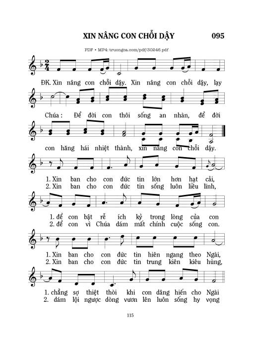 Sheet PDF of Xin nâng con chỗi dậy