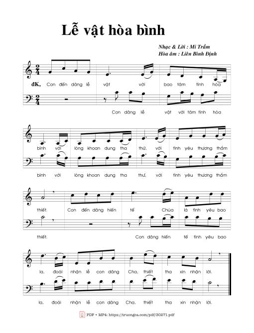 Sheet PDF of Lễ vật hòa bình (2 bè)