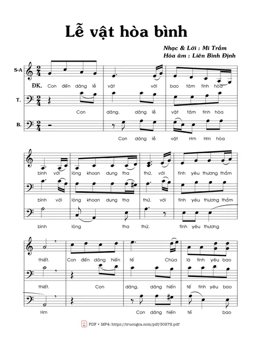 Sheet PDF of Lễ vật hòa bình (3 bè)