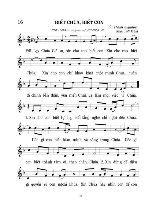 Sheet PDF of Biết Chúa, biết con