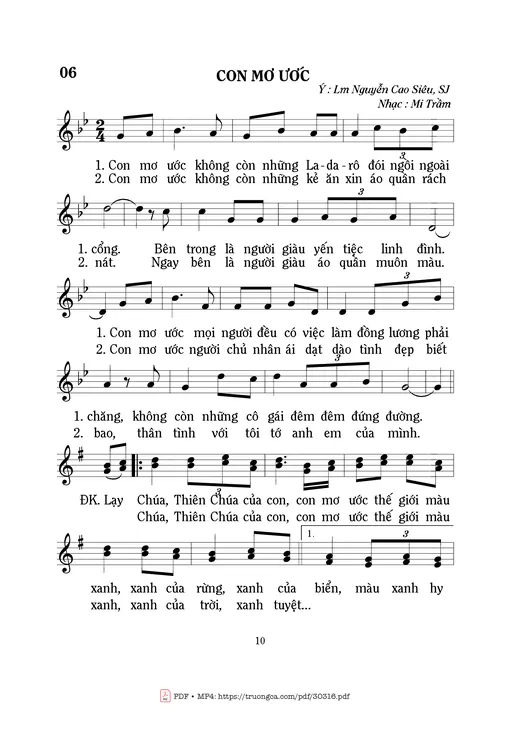 Sheet PDF of Con mơ ước - Mi Trầm