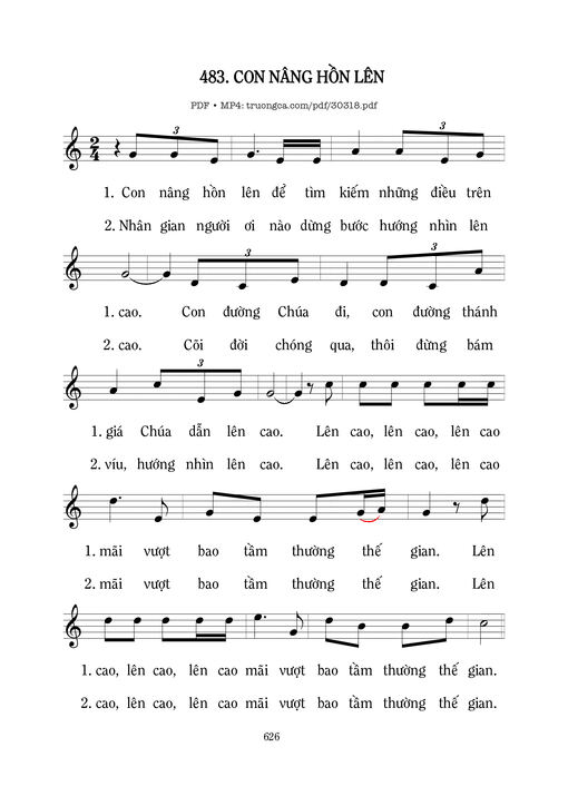 Sheet PDF of Con nâng hồn lên