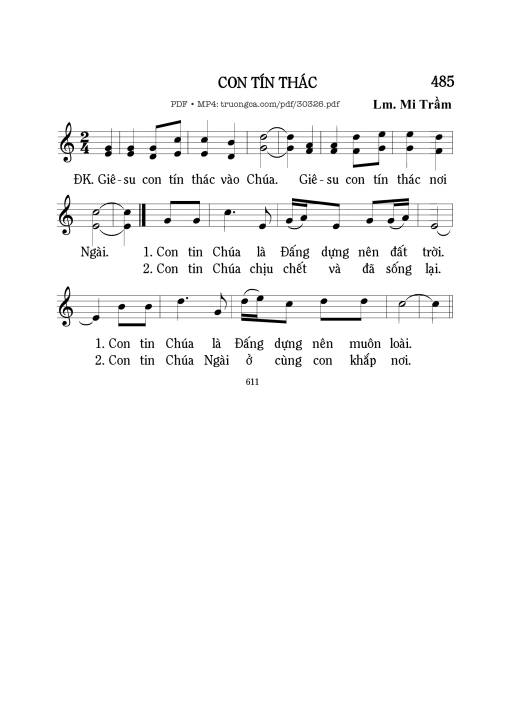 Sheet PDF of Con tín thác - Mi Trầm