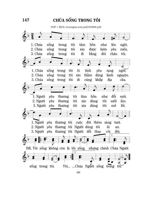 Sheet PDF of Chúa Sống Trong Tôi
