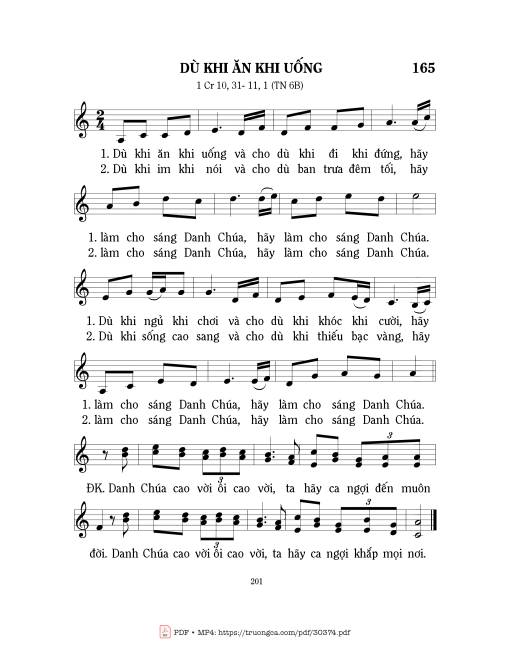 Sheet PDF of Dù Khi Ăn Khi Uống