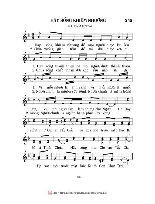 Sheet PDF of Hãy sống khiêm nhường