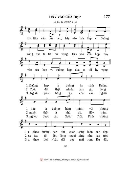 Sheet PDF of Hãy Vào Cửa Hẹp