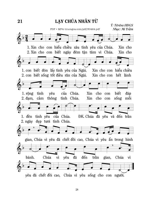 Sheet PDF of Lạy Chúa nhân từ