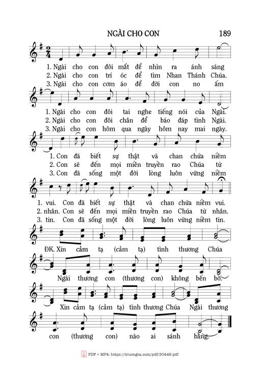 Sheet PDF of Ngài cho con - Mi Trầm