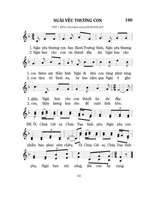 Sheet PDF of Ngài Yêu Thương Con