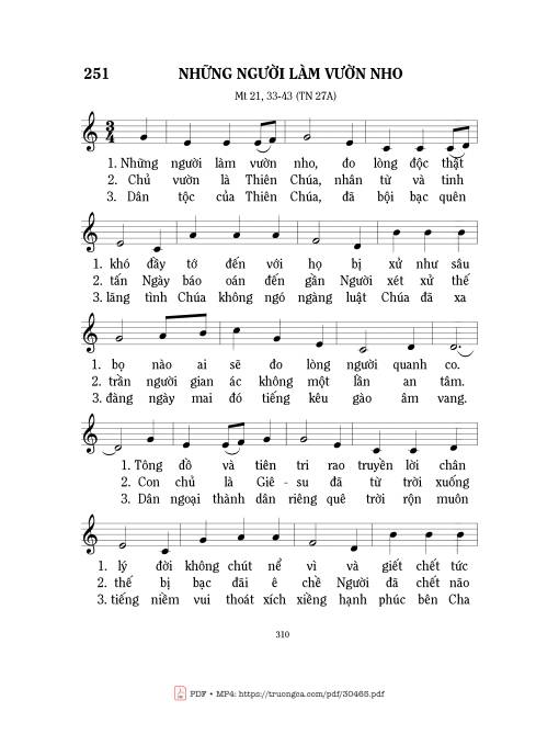 Sheet PDF of Những Người Làm Vườn Nho