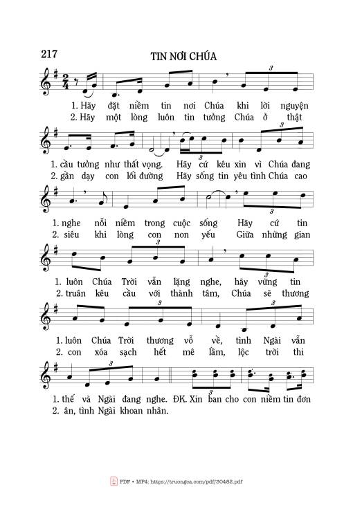 Sheet PDF of Tin nơi Chúa - Mi Trầm