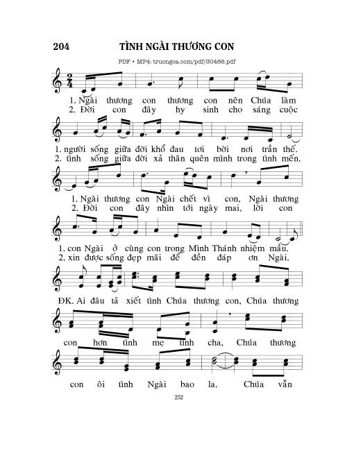 Sheet PDF of Tình Ngài thương con