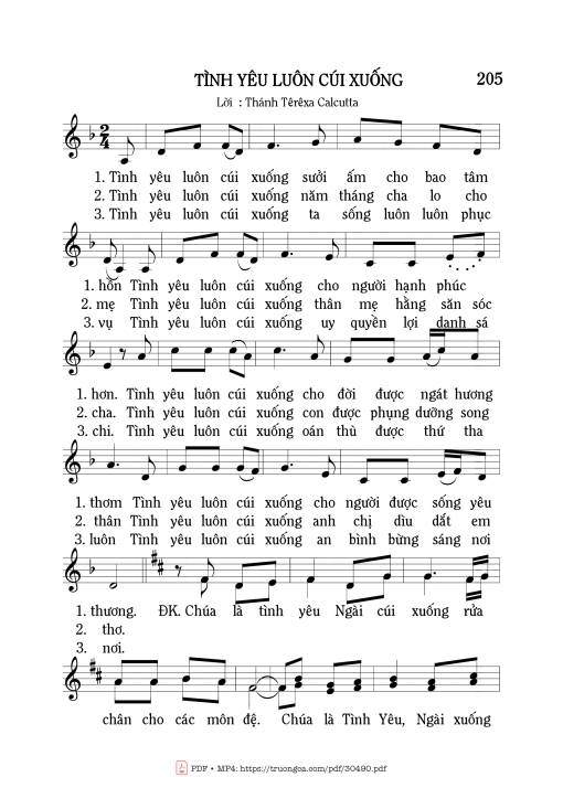 Sheet PDF of Tình yêu luôn cúi xuống