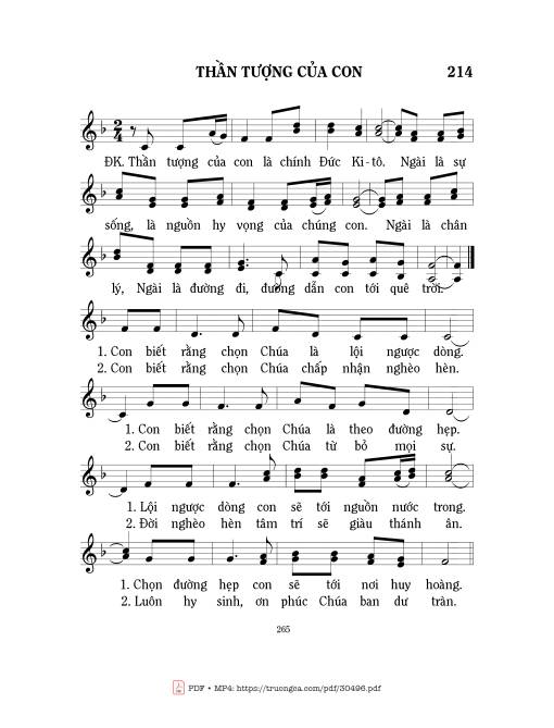 Sheet PDF of Thần Tượng Của Con