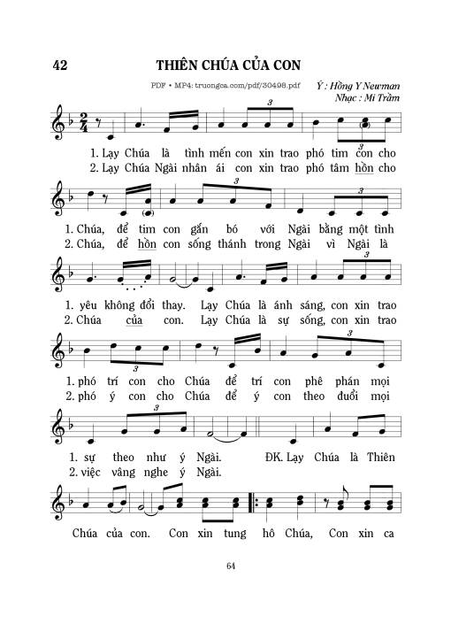 Sheet PDF of Thiên Chúa của con