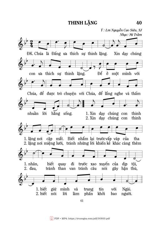 Sheet PDF of Thinh lặng - Mi Trầm