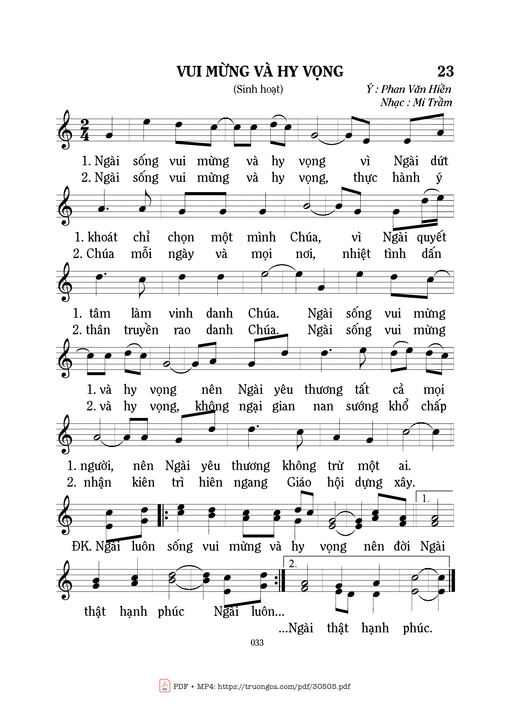 Vui Mừng Và Hy Vọng