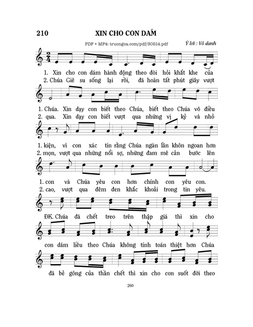 Sheet PDF of Xin cho con dám