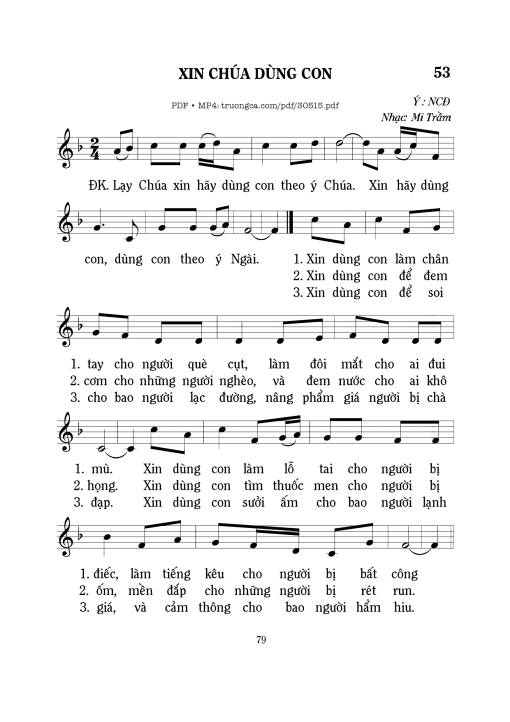 Sheet PDF of Xin Chúa dùng con