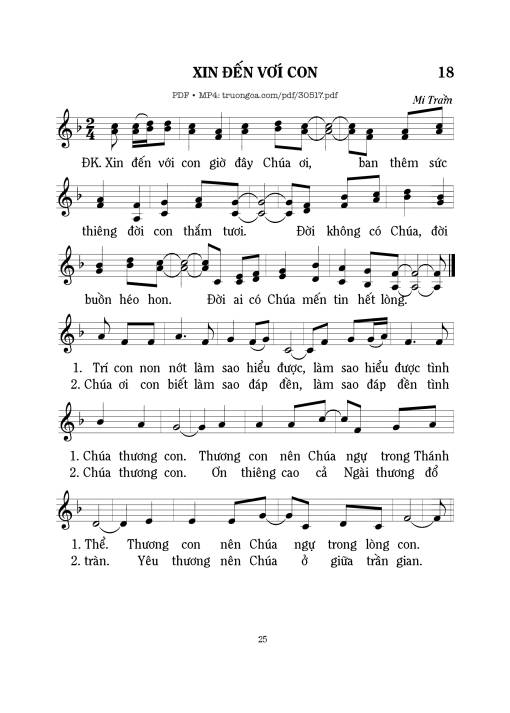 Sheet PDF of Xin đến với con 2