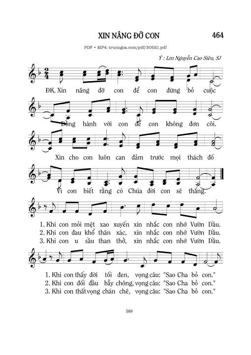 Sheet PDF of Xin nâng đỡ con