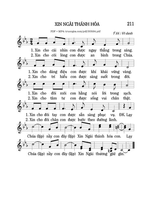 Sheet PDF of Xin Ngài thánh hóa