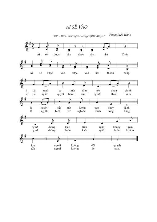 Sheet PDF of Ai sẽ vào - Phạm Liên Hùng