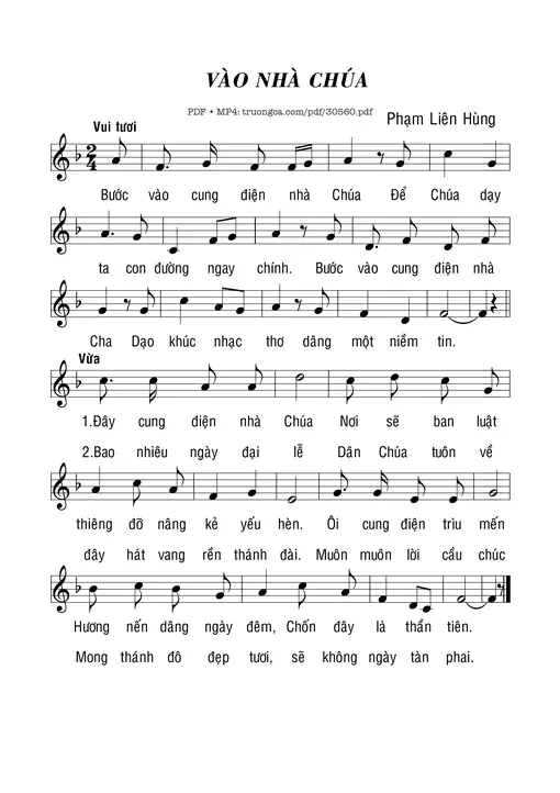 Sheet PDF of Vào Nhà Chúa