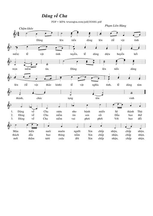Sheet PDF of Dâng về Cha - Phạm Liên Hùng