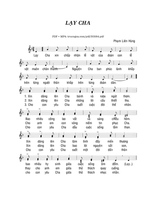 Sheet PDF of Lạy Cha - Phạm Liên Hùng