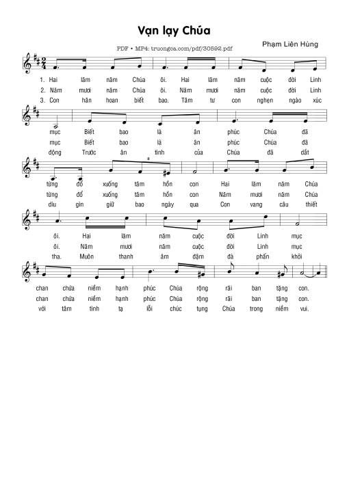 Sheet PDF of Van lạy Chúa