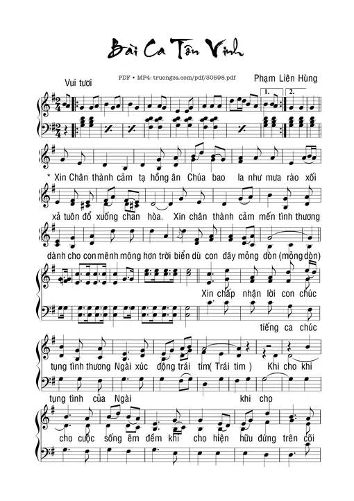 Sheet PDF of Bài Ca Tôn Vinh