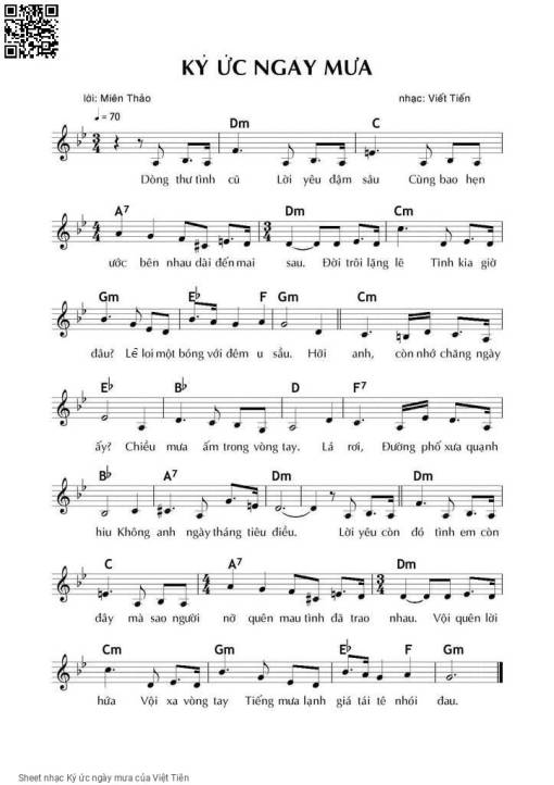 Sheet PDF of Ký ức ngày mưa