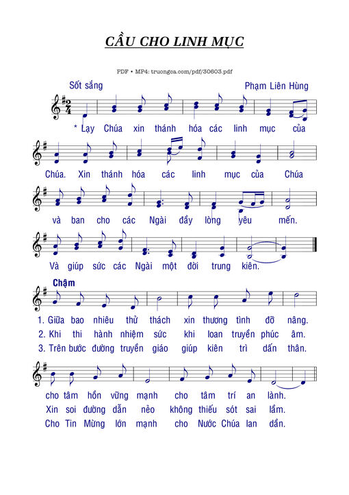 Sheet PDF of Cầu cho Linh mục