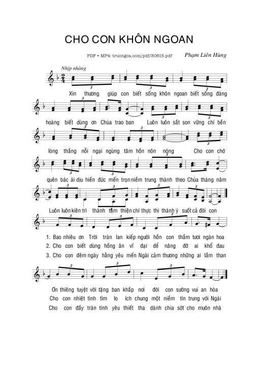 Sheet PDF of Cho con khôn ngoan