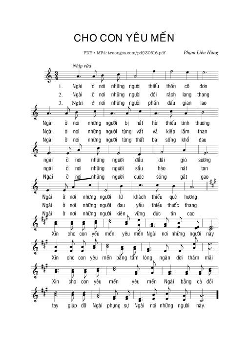 Sheet PDF of Cho con yêu mến