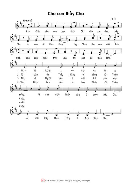 Sheet PDF of Cho Con Thấy Cha