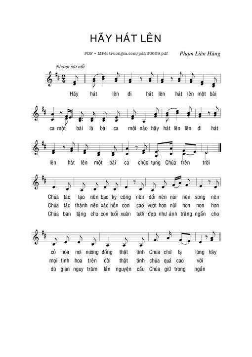 Sheet PDF of Hãy Hát Lên - Phạm Liên Hùng