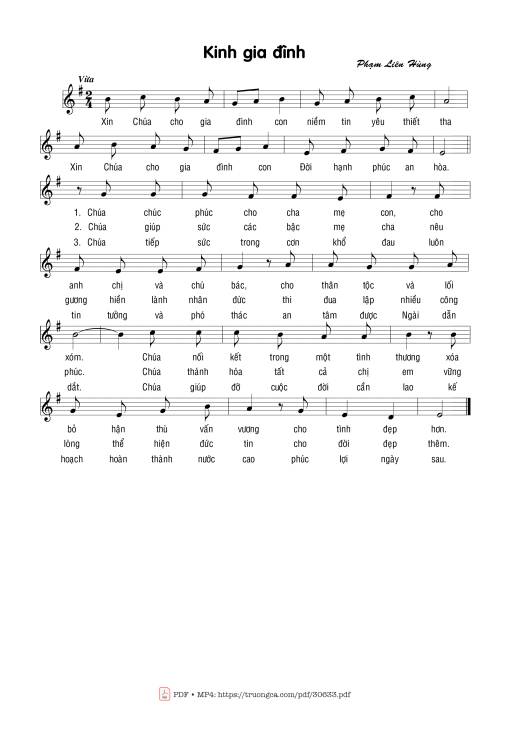 Sheet PDF of Kinh gia đình