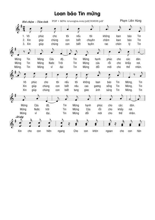 Sheet PDF of Loan báo Tin Mừng