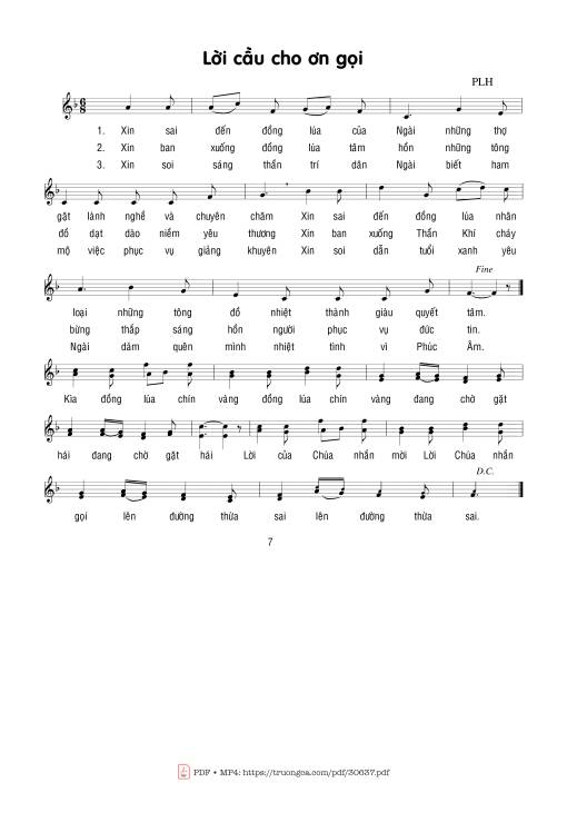 Sheet PDF of Lời Cầu Cho Ơn Gọi (1)