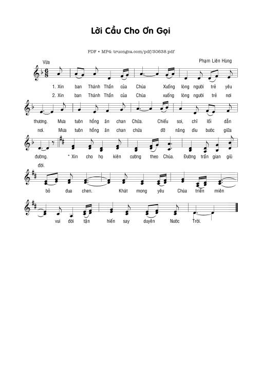 Sheet PDF of Lời cầu cho ơn gọi (2)