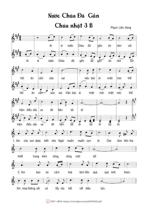 Sheet PDF of Nước Chúa đã gần