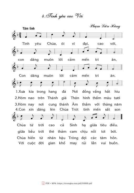 Sheet PDF of Tình yêu cao vời